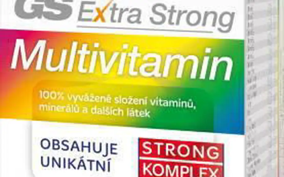 GS Extra Strong Multivitamin tbl.60+60. 100% vyvážené složení vitaminů, minerálů a dalších aktivních látek.