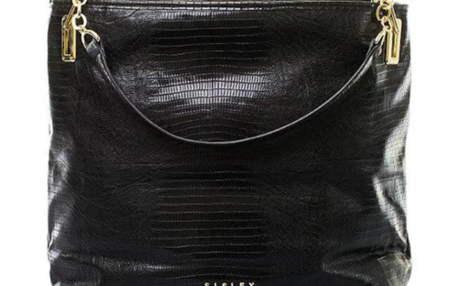 Dámská černá kabelka s pruhovanou zadní stranou Sisley