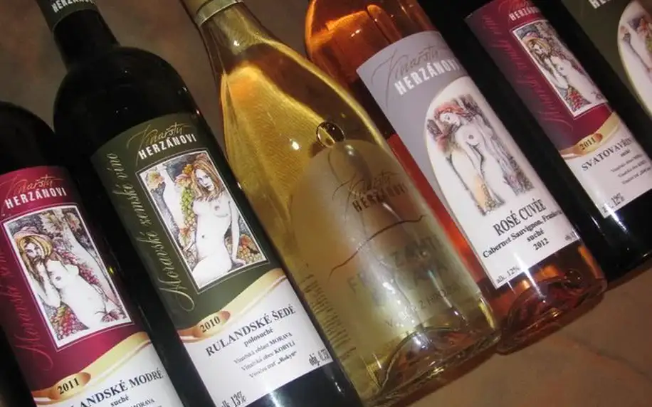 Kolekce šesti vín z rodinného vinařství Herzánovi