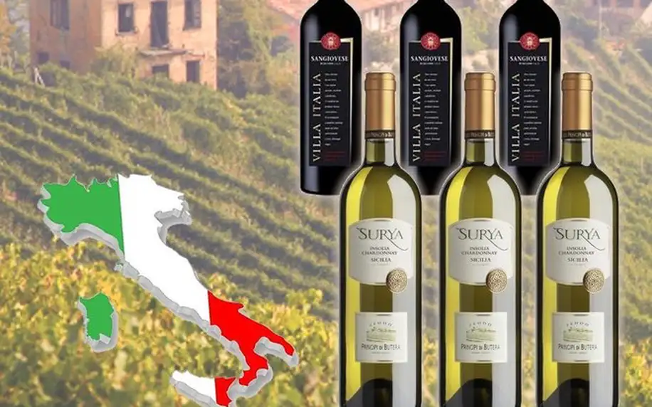 6 lahví vína ze slunné Itálie