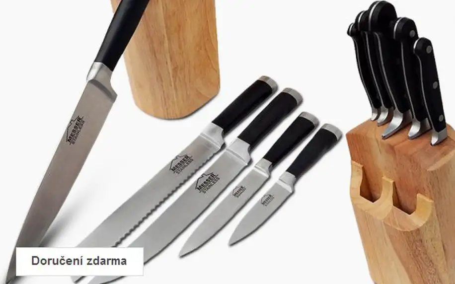 Nerezové kuchyňské nože Messer – sada 5 ks + stojan