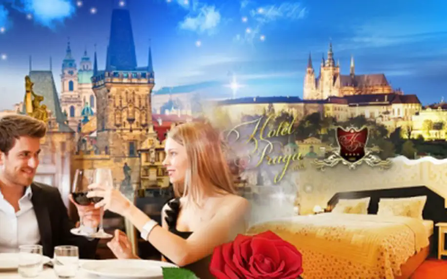 2 nebo 3 DNY pro 2 se snídaní v Praze! Romantika ve 4* luxusním hotelu se sektem, vínem nebo 3chodovou večeří!