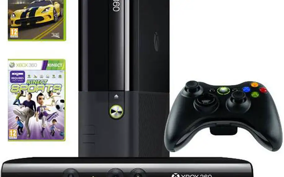 Herní konzole Microsoft Xbox 360 4GB + Kinect senzor + Forza Horizon + Kinect sports 1