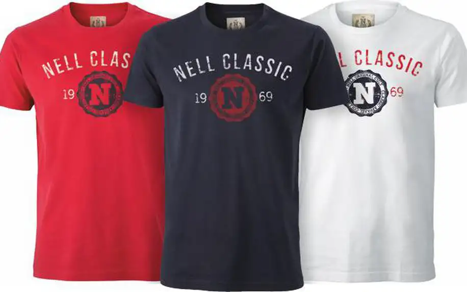 Balení 3 pánských bavlněných triček Nell ve třech barvách