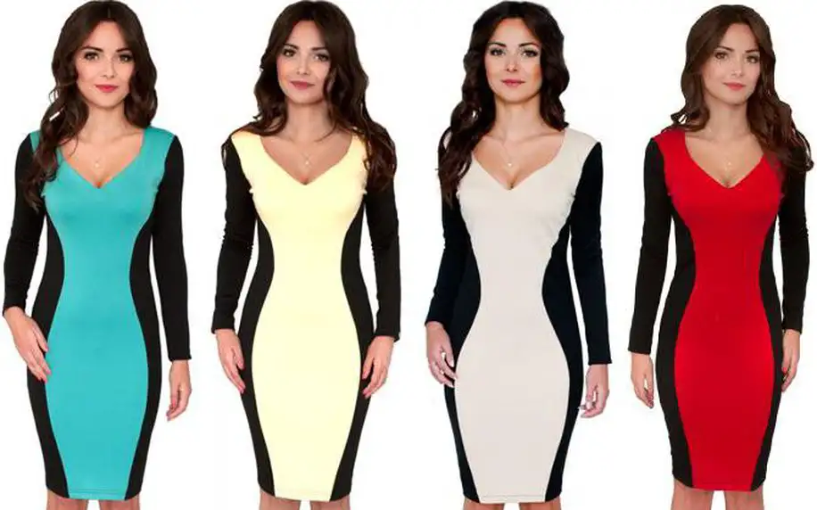 Dámské elastické šaty pro každou příležitost v pěti barevných provedeních