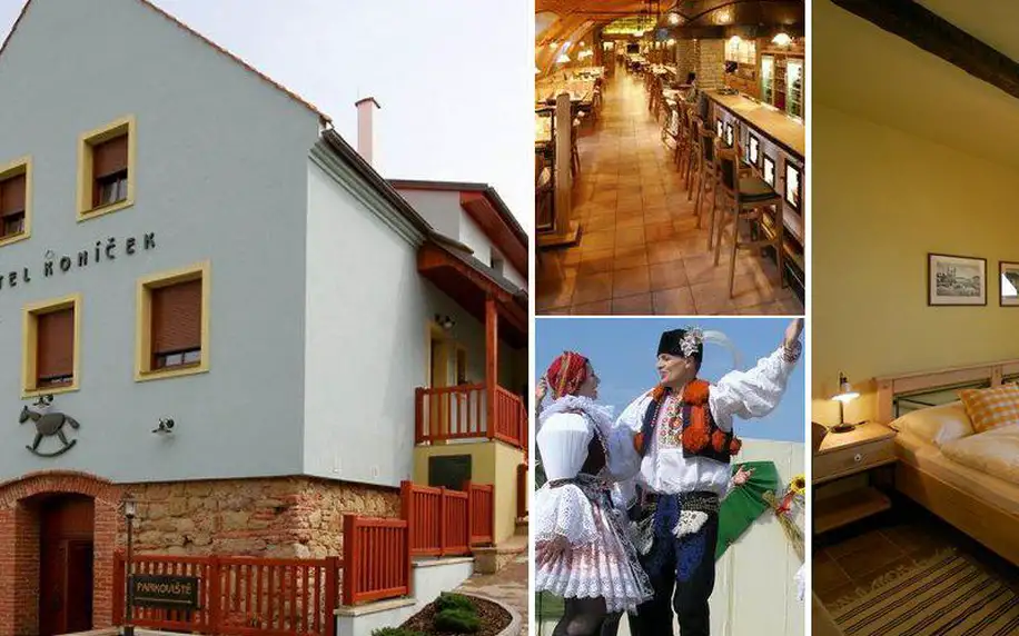 Pobyt pro dva na 3 dny ve stylovém Hotelu Koníček ve vinařském kraji Uherského Hradiště s polopenzí.