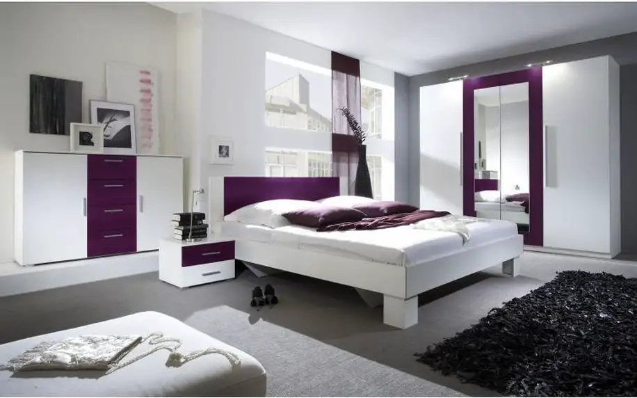 Moderní ložnice Veria bílá / lila