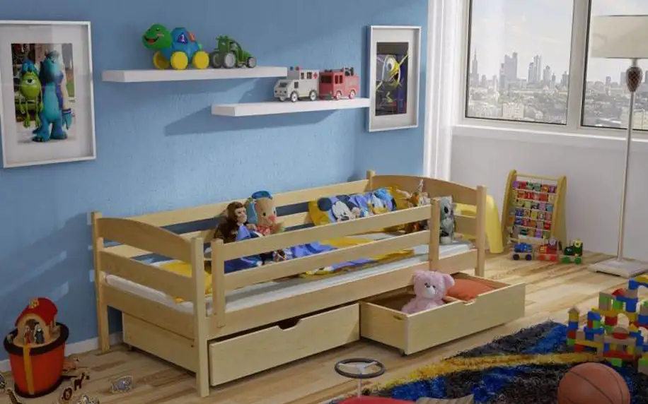 Dřevěná dětská postel se zábranou Jeroným