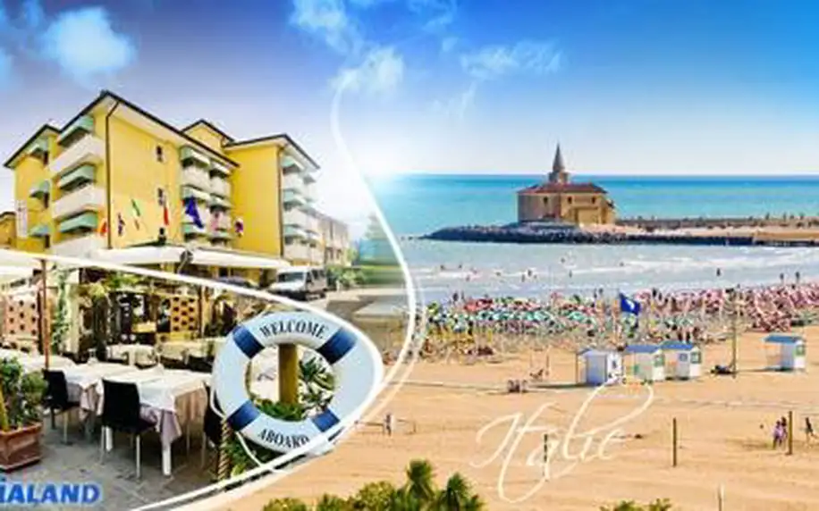 Itálie, CAORLE v SEZÓNĚ! 8 dní pro 1 osobu vč. POLOPENZE ve 3* hotelu 150 m od pláže! V letovisku AQUAPARK!