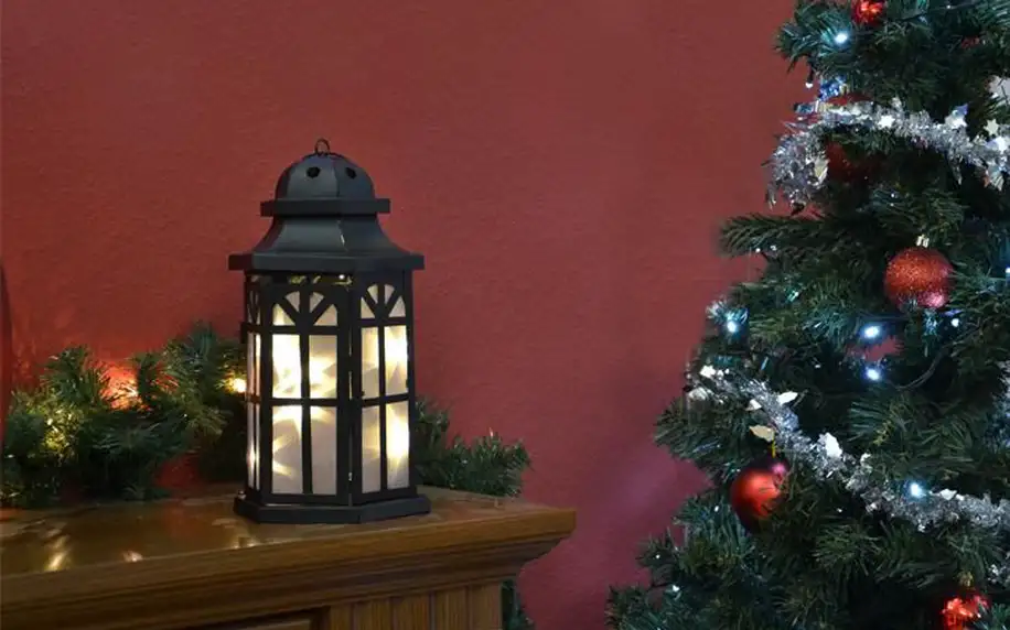 Vánoční dekorace - holografická 3D lucerna - 30 cm, 8 LED diod
