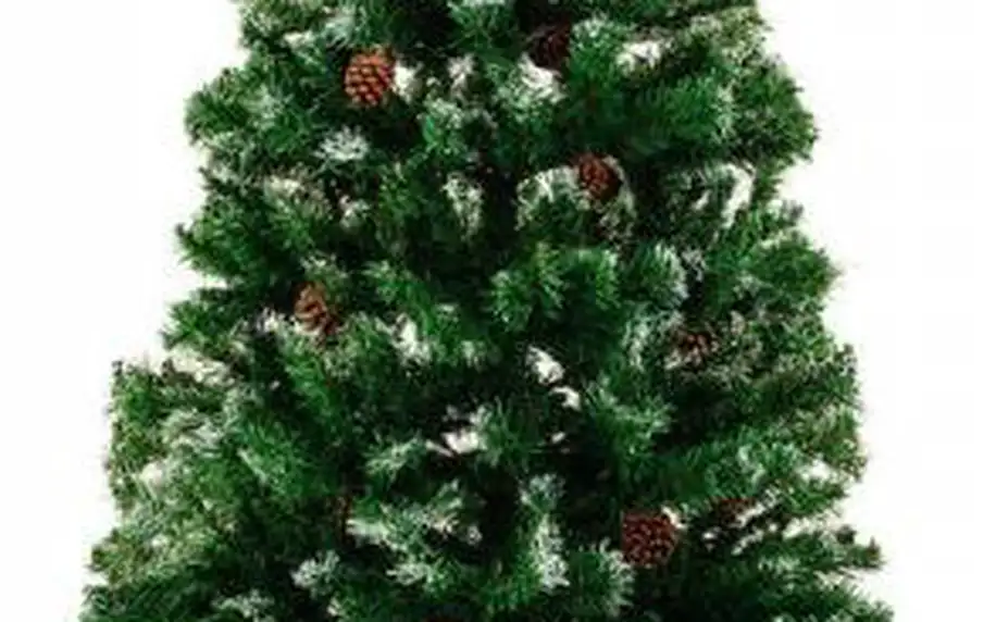 Vánoční stromeček s hustými větvemi - 180 cm se sněhem a šiškami!