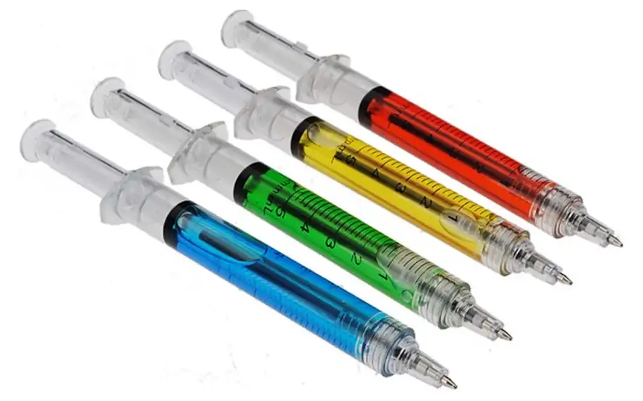 Комплект 4 химикалки в дизайн на спринцовка