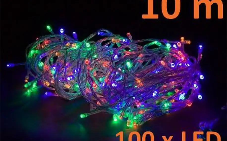 Vánoční LED osvětlení 10 m - barevné, 100 diod
