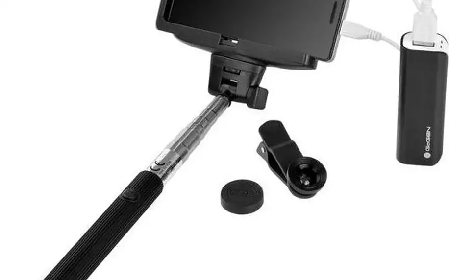 Selfie SET GoGEN 3in1, selfie tyč, power bank, mini objektiv (GOGBTSELFIEKIT3IN1) + Rukavice GoGEN pro dotykové displeje, velikost M - černé v hodnotě 199 Kč jako dárek