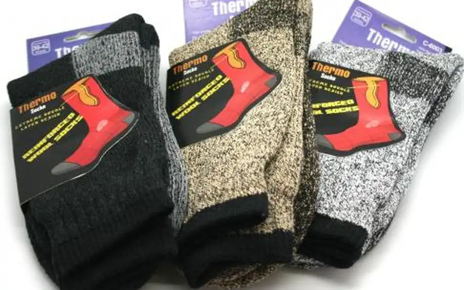 3 páry - Pánské vlněné termo ponožky Steeve!