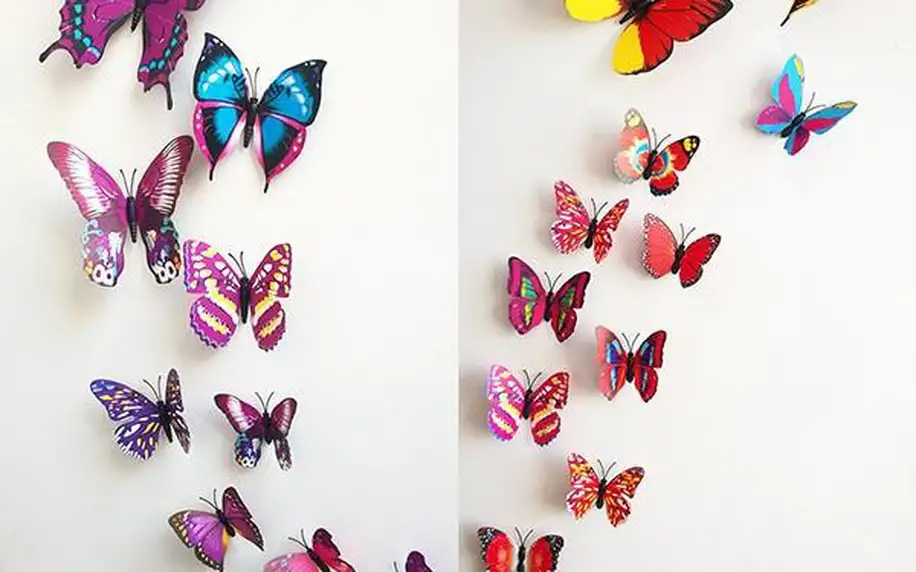 Dekorace v podobě motýlků - různé barvy