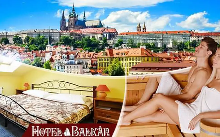 Romantická Praha! 2-4 dny pro 2 osoby ve 3* hotelu Balkán. Snídaně, 3chodová večeře, sauna, kulečník a lahev vína!