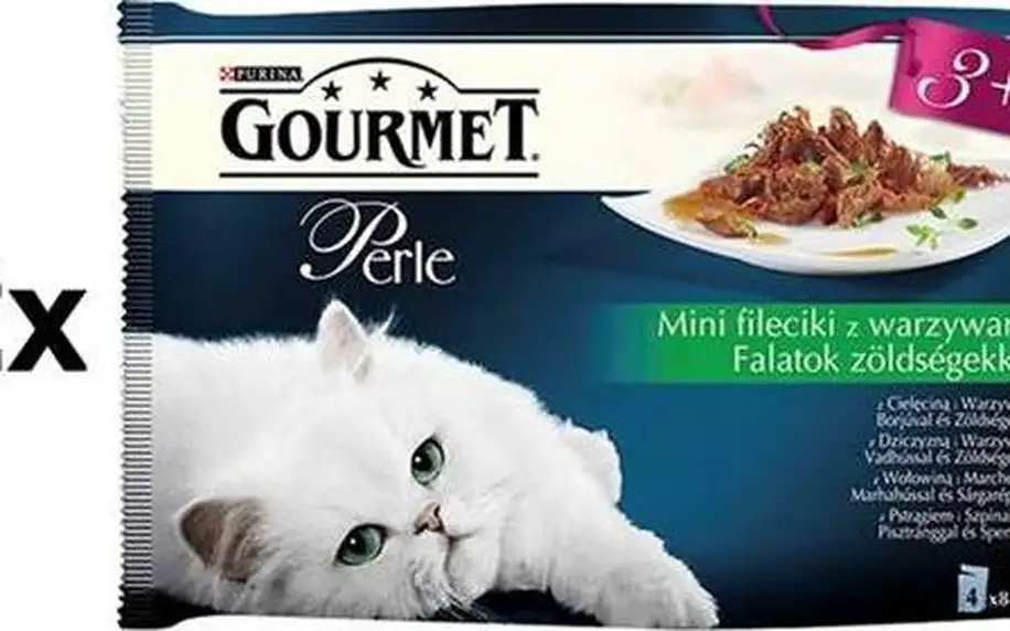 Kapsička Gourmet Perle mini filetky ve šťávě se zeleninou Multipack 12 x (3+1 zdarma 85g)