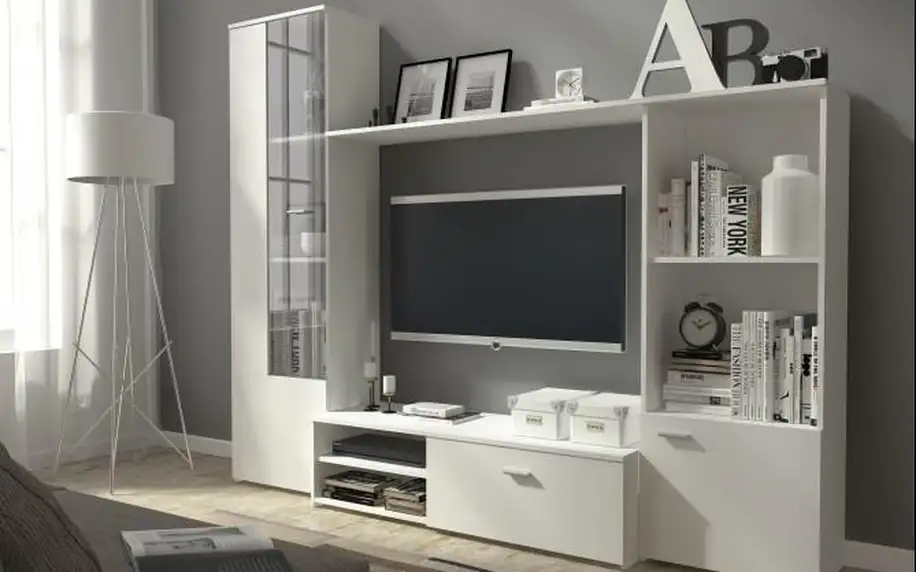 Moderní obývací stěna Hugo v bílé barvě
