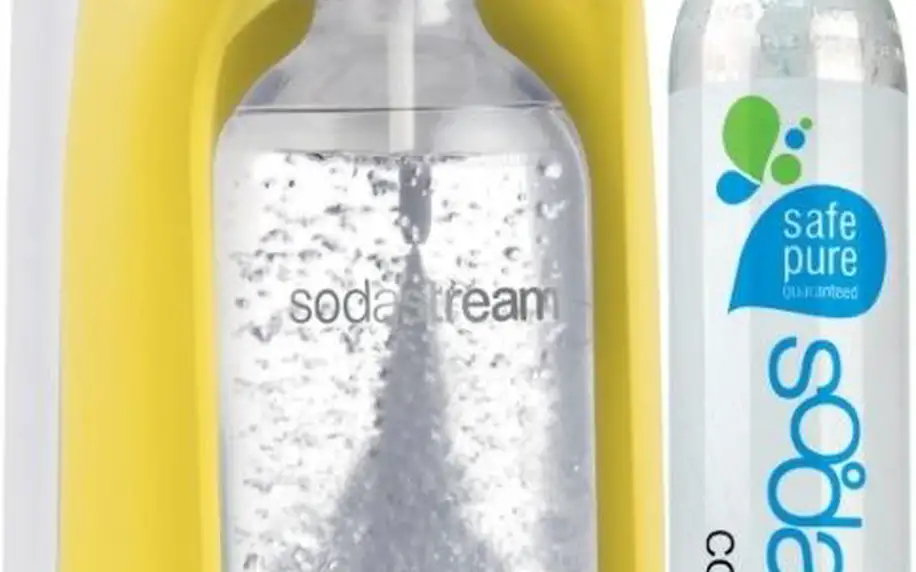 Žlutý SodaStream s bombičkou pro přípravu domácí sodovky