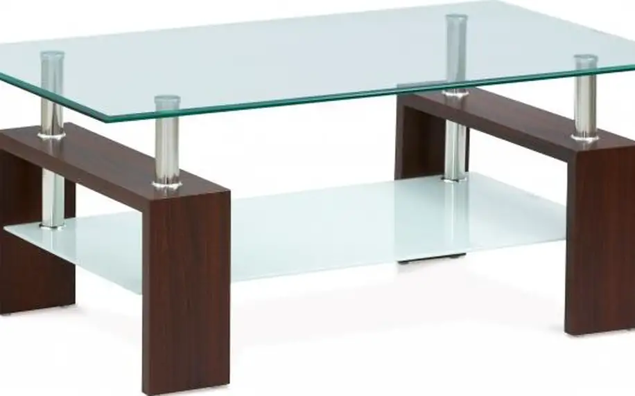 Konferenční stolek Simona se skleněnou deskou a poličkou
