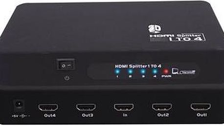 PremiumCord Externí HDMI Splitter, 4x port HDMI 1.4 černý (khsplit4b)