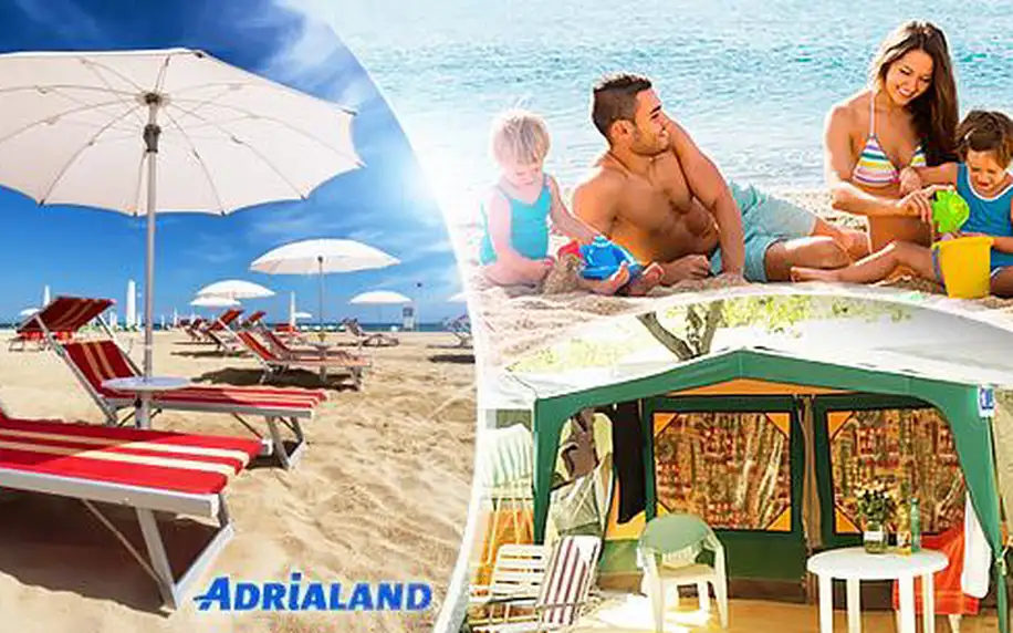 Týden včetně plné penze i dopravy: stany v kempu Adria přímo u pláže - Riccione, Itálie