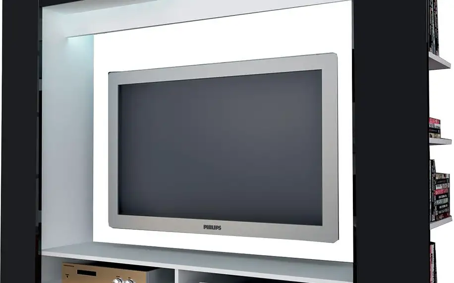 Televizní stěna OLLI bílá / lesklá černá