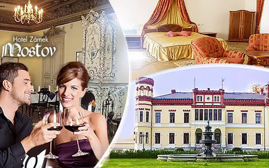 Romantický pobyt v Hotelu Zámek Mostov na 3 až 5 dní pro dva + polopenze a wellness.