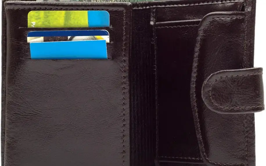 Pánská kožená peněženka SW04 s patentem, hnědá