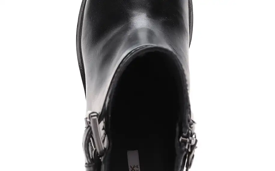 Černé dámské kožené kotníkové boty s přezkou Geox Peaceful
