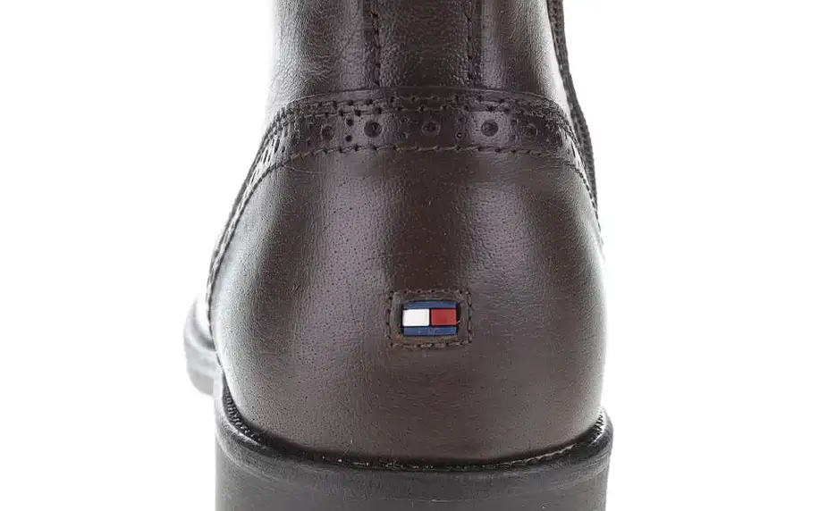 Tmavě hnědé pánské kožené kotníkové boty Tommy Hilfiger