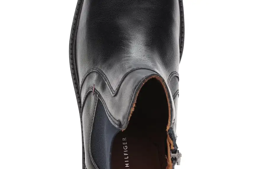 Černé pánské kožené chelsea boty Tommy Hilfiger