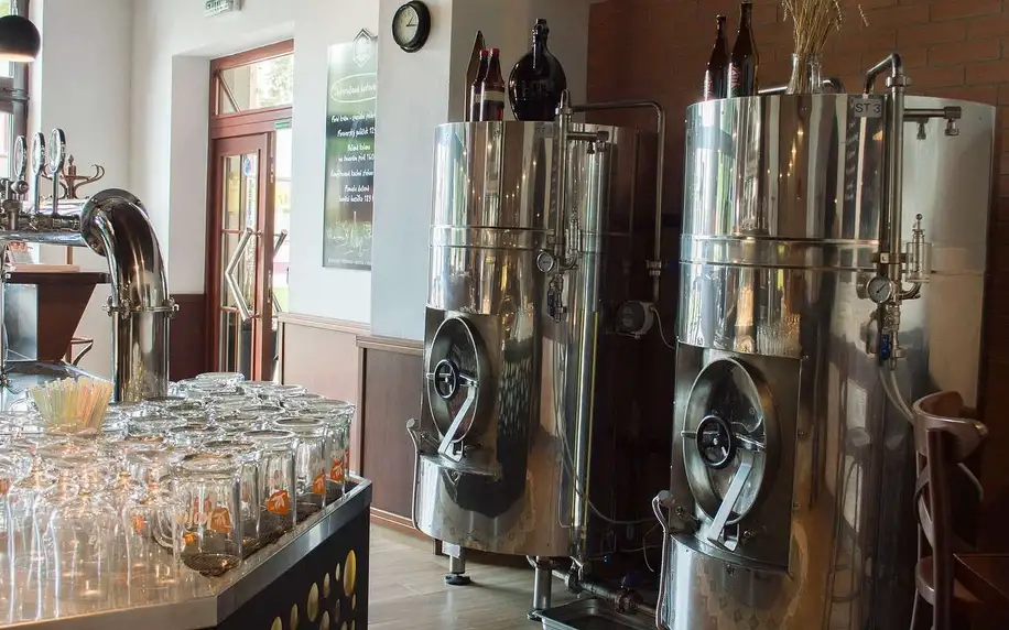 Pobyt v Kyjovském pivovaru s polopenzí i neomezenou konzumací piva, chmelovou lázní a prohlídkou pivovaru