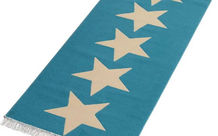 Koberec Fringe - modré hvězdy, 80x200 cm