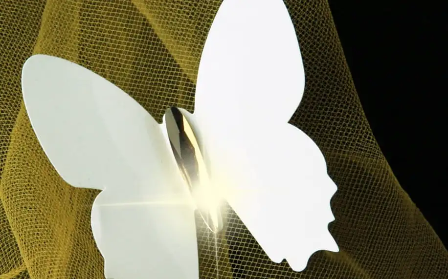 Sada 12 bílých 3D samolepek Ambiance Fanastick Diamond Butterflies