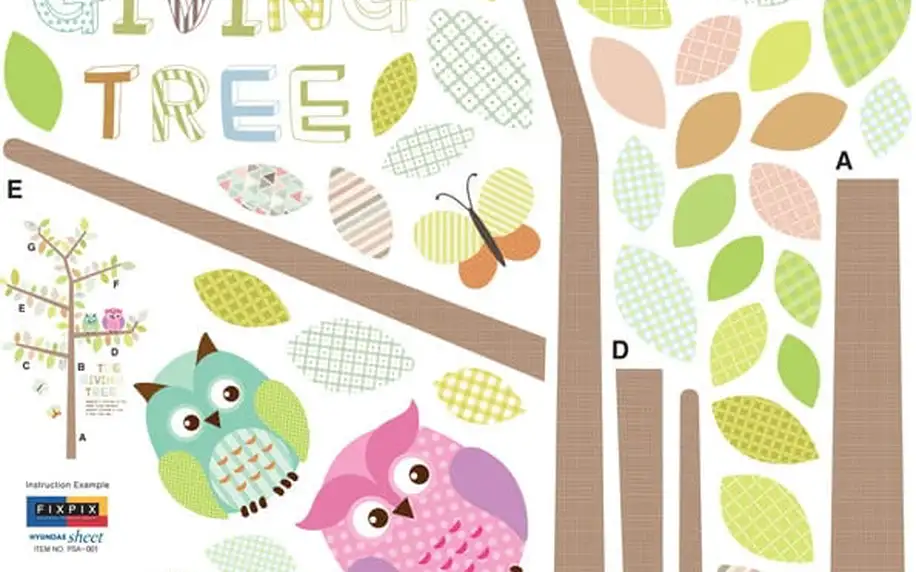 Samolepka Fanastick Owls And Butterflies On Tree