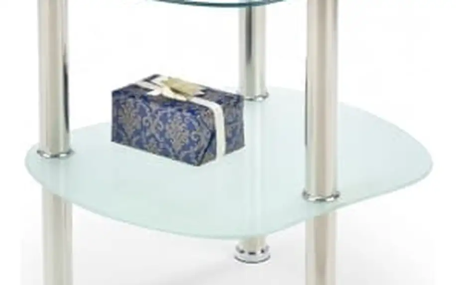 Arya - Konferenční stolek (Sklo/kov, police mléčné sklo)