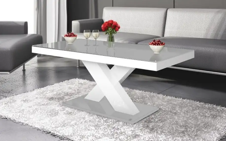Konferenční stolek Xenon mini (šedá lesk+bílá lesk)