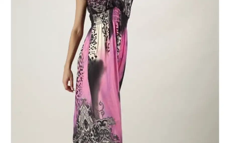 Bohémské dámské šaty s motivem leoparda - mix barev
