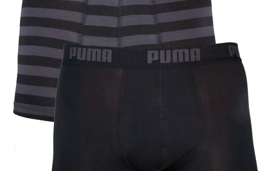 2PACK Pánské Boxerky Puma Black Stripes Long S