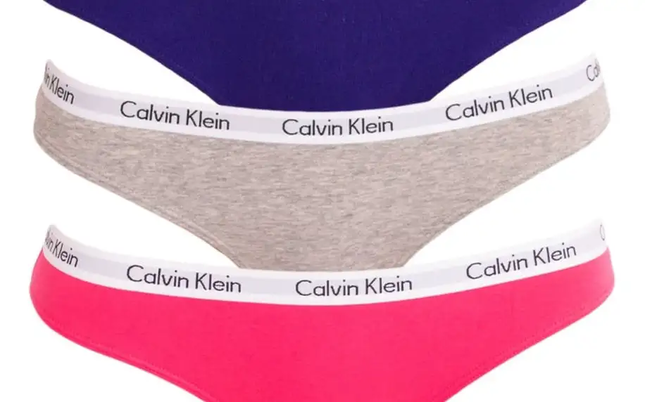 3PACK dámské kalhotky Calvin Klein fialovo šedo růžové L
