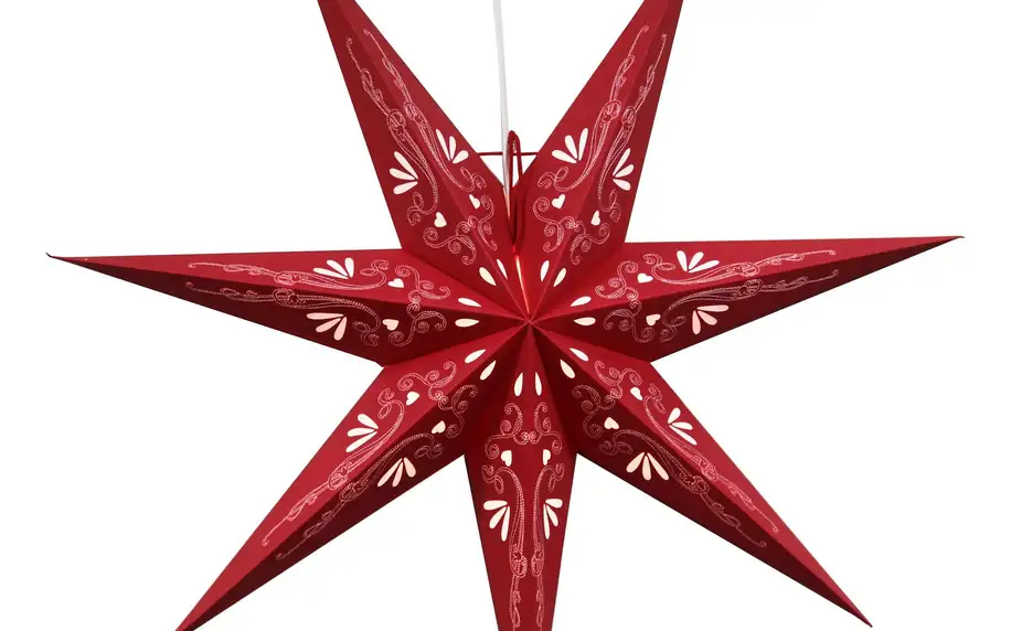 STAR TRADING Závěsná svítící hvězda Metasol Red 70 cm, červená barva, papír