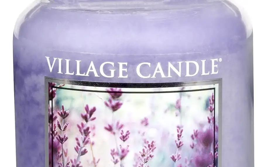 VILLAGE CANDLE Svíčka ve skle Rosemary Lavender - velká, fialová barva, sklo (slevový kód JEZISEK24 na -24 %)