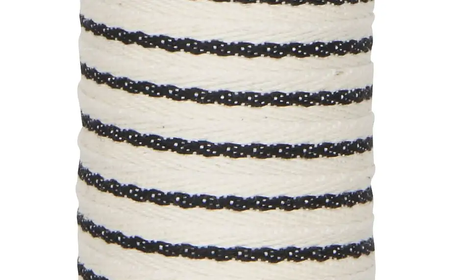 IB LAURSEN Dekorativní bavlněná stuha Offwhite/Black, černá barva, bílá barva, textil