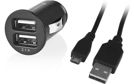 Adaptér do auta GoGEN CH 22 C, 2x USB + microUSB kabel 1,2m (GOGCH22C) černá