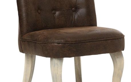 Atmosphera Pohodlná židle s opěradlem CALIXTE Small okouzlující židle pro toaletní stolek - umělá kůže, hnědá barva