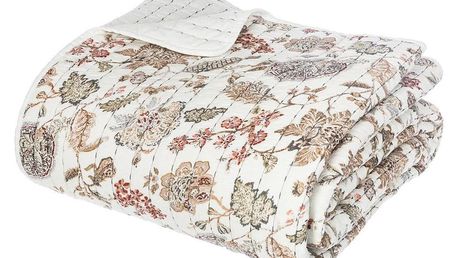 Atmosphera Créateur d'intérieur Přehoz na postel, barva bílá, květinový vzor, z opačné strany hladký bez vzoru, materiálbavlna, polyester, viskóza, 220x260 cm