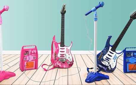 Set pro malé hudebníky: kytara, mikrofon a kombo