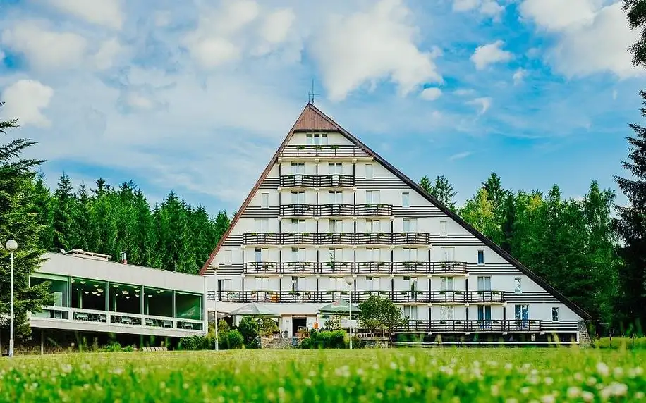 Vizuálně nezaměnitelný Hotel SKI v srdci Vysočiny